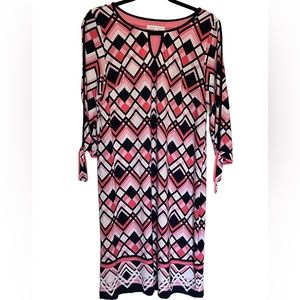 Sandra Darren dress Womens size Medium geometric tie sleeves